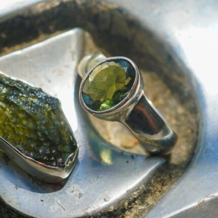 Moldavite Sterling Silver Ring