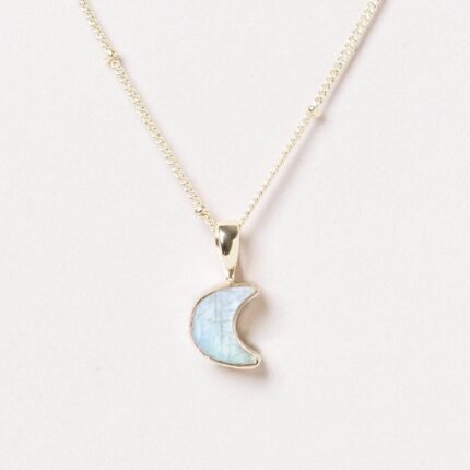 Crescent Moon Raw Gemstone Necklace