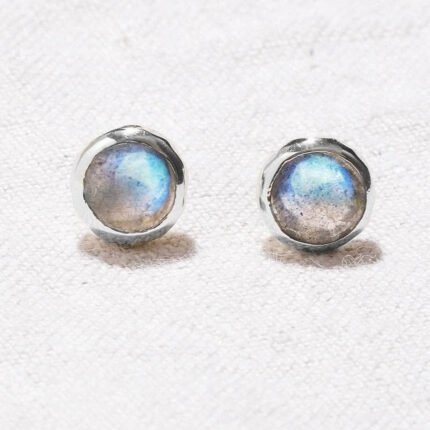 Labradorite Silver or Gold Stud Earrings